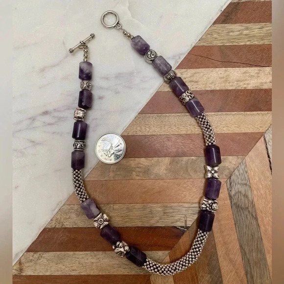Vintage - Handmade Amethyst and Silver Bead Necklace - Picture 3 of 4